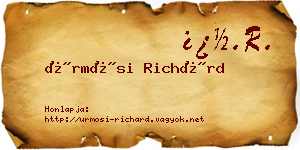 Ürmösi Richárd névjegykártya
